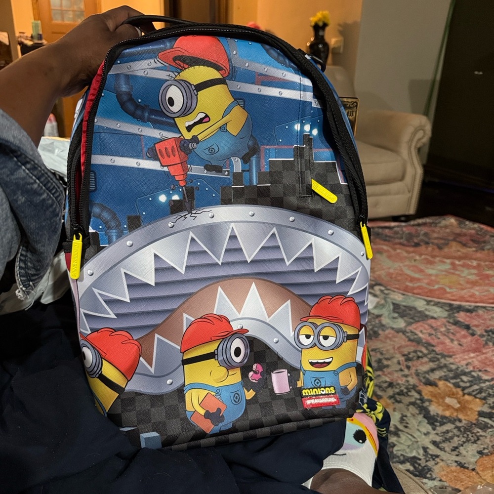 Sprayground Minions Backpack - Blue, Red, and Yellow - Picture 2 of 4